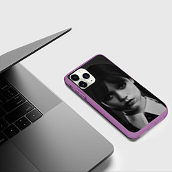Чехол iPhone 11 Pro матовый Симпатичная Уэнсдэй, цвет: 3D-фиолетовый — фото 2