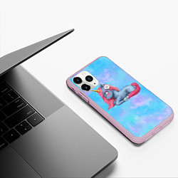 Чехол iPhone 11 Pro матовый Синий единорог с розовой гривой, цвет: 3D-розовый — фото 2