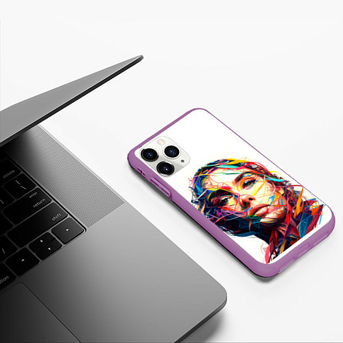 Чехол iPhone 11 Pro матовый Взгляд на исскуство / 3D-Фиолетовый – фото 3