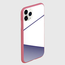 Чехол iPhone 11 Pro матовый Абстрактный белый и фиолетовый паттерн, цвет: 3D-малиновый — фото 2