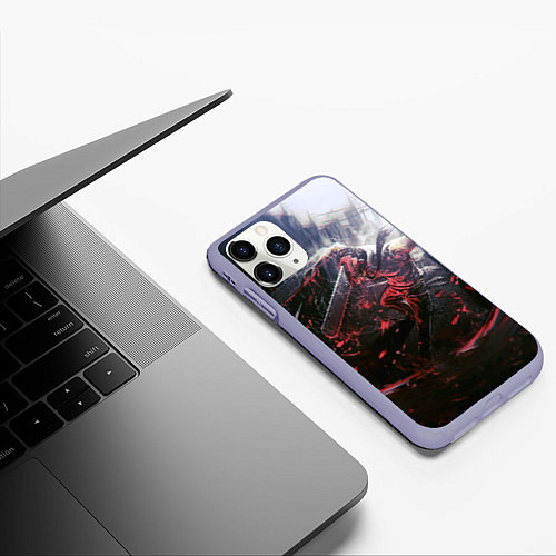 Чехол iPhone 11 Pro матовый Человек-бензопила - Дэнджи атакует / 3D-Светло-сиреневый – фото 3