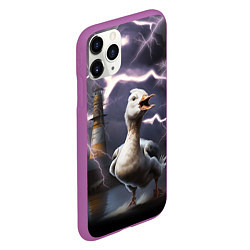 Чехол iPhone 11 Pro матовый Беспокойная утка, цвет: 3D-фиолетовый — фото 2