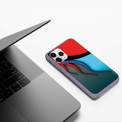Чехол iPhone 11 Pro матовый Разноцветные ручейки / 3D-Серый – фото 3