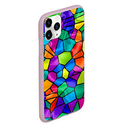 Чехол iPhone 11 Pro матовый Разноцветная мозаика, цвет: 3D-розовый — фото 2
