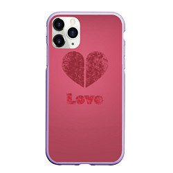 Чехол iPhone 11 Pro матовый Сердце с любовью гранж, цвет: 3D-светло-сиреневый