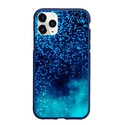 Чехол iPhone 11 Pro матовый Градиент голубой и синий текстурный с блестками, цвет: 3D-тёмно-синий
