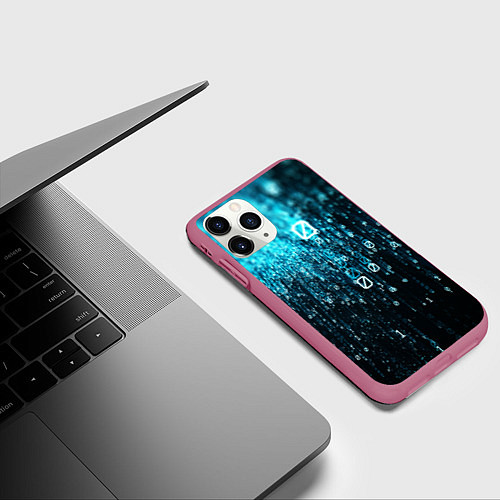 Чехол iPhone 11 Pro матовый Двоичный код / 3D-Малиновый – фото 3