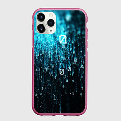 Чехол iPhone 11 Pro матовый Двоичный код, цвет: 3D-малиновый