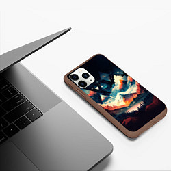 Чехол iPhone 11 Pro матовый Футуризм горы, цвет: 3D-коричневый — фото 2