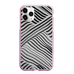 Чехол iPhone 11 Pro матовый Оптическая иллюзия полосы, цвет: 3D-розовый