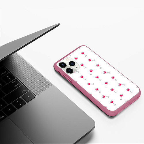 Чехол iPhone 11 Pro матовый Розовое вино / 3D-Малиновый – фото 3
