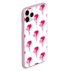 Чехол iPhone 11 Pro матовый Шарики-сердечки на День Влюбленных, цвет: 3D-розовый — фото 2