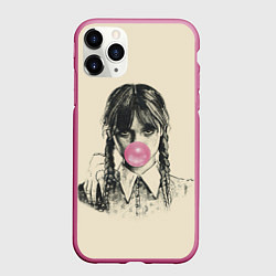 Чехол iPhone 11 Pro матовый Wednesday bubble gum, цвет: 3D-малиновый