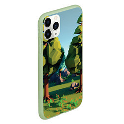 Чехол iPhone 11 Pro матовый Воксельный лес, цвет: 3D-салатовый — фото 2