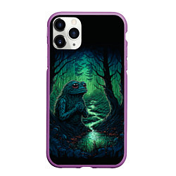 Чехол iPhone 11 Pro матовый Лягушонок Пепе сидит на болоте, цвет: 3D-фиолетовый