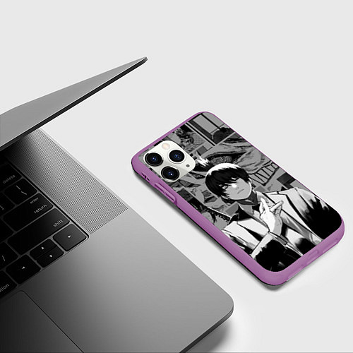 Чехол iPhone 11 Pro матовый Аки Хаякава - страницы манги / 3D-Фиолетовый – фото 3