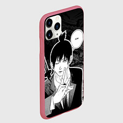 Чехол iPhone 11 Pro матовый Аки - человек-бензопила, цвет: 3D-малиновый — фото 2
