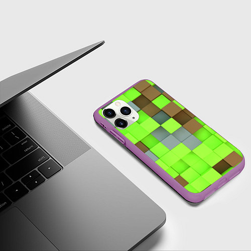 Чехол iPhone 11 Pro матовый Артем майнкрафт / 3D-Фиолетовый – фото 3