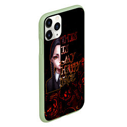 Чехол iPhone 11 Pro матовый Уэнсдей My Happy Face, цвет: 3D-салатовый — фото 2