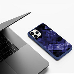 Чехол iPhone 11 Pro матовый Синие, чёрные и белые полоски, цвет: 3D-тёмно-синий — фото 2