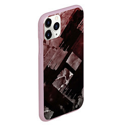 Чехол iPhone 11 Pro матовый Красные и чёрные полосы, цвет: 3D-розовый — фото 2