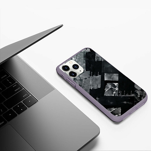 Чехол iPhone 11 Pro матовый Серые полосы / 3D-Серый – фото 3