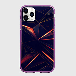 Чехол iPhone 11 Pro матовый Темная абстракция треугольники, цвет: 3D-фиолетовый