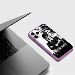 Чехол iPhone 11 Pro матовый Wednesday black and white, цвет: 3D-фиолетовый — фото 2