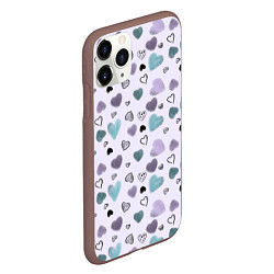 Чехол iPhone 11 Pro матовый Розовый паттерн с сердечками, цвет: 3D-коричневый — фото 2