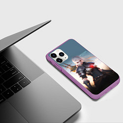 Чехол iPhone 11 Pro матовый The Witcher girl art, цвет: 3D-фиолетовый — фото 2