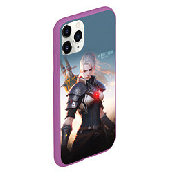 Чехол iPhone 11 Pro матовый The Witcher girl art, цвет: 3D-фиолетовый — фото 2