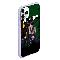 Чехол iPhone 11 Pro матовый Уэнсдэй старый дом, цвет: 3D-светло-сиреневый — фото 2