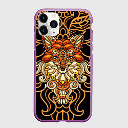 Чехол iPhone 11 Pro матовый Золотая лиса, цвет: 3D-фиолетовый