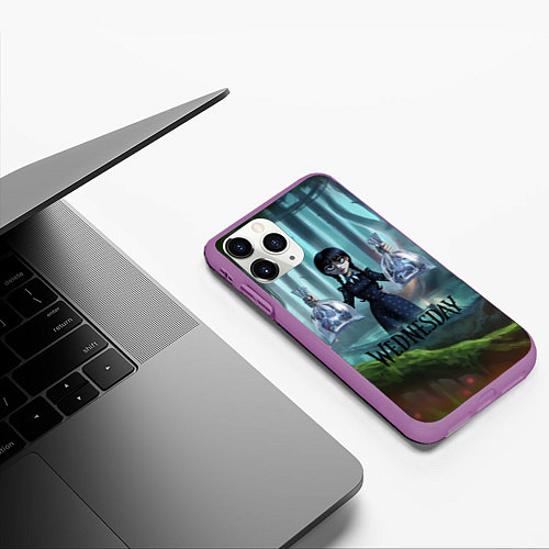 Чехол iPhone 11 Pro матовый Семейка Аддамс фан-арт / 3D-Фиолетовый – фото 3