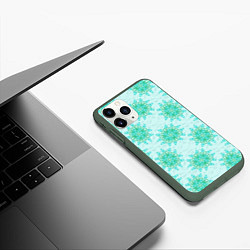 Чехол iPhone 11 Pro матовый Цветок и завитушка, цвет: 3D-темно-зеленый — фото 2