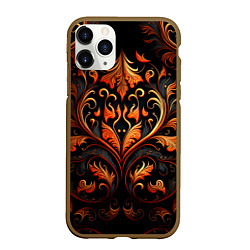 Чехол iPhone 11 Pro матовый Огненные узоры, цвет: 3D-коричневый