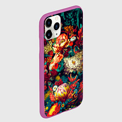 Чехол iPhone 11 Pro матовый Цветочный паттерн с цветами и листьями, цвет: 3D-фиолетовый — фото 2