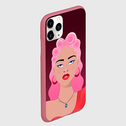 Чехол iPhone 11 Pro матовый Retro girl, цвет: 3D-малиновый — фото 2