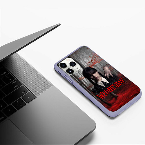 Чехол iPhone 11 Pro матовый Уэнсдэй лес / 3D-Светло-сиреневый – фото 3
