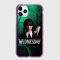 Чехол iPhone 11 Pro матовый Уэнсдэй зеленый лес, цвет: 3D-фиолетовый