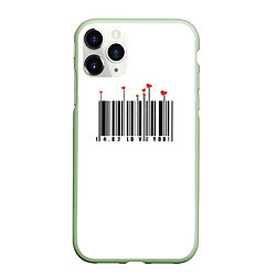 Чехол iPhone 11 Pro матовый Barcode love you, цвет: 3D-салатовый