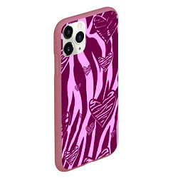 Чехол iPhone 11 Pro матовый Полосатая любовь, цвет: 3D-малиновый — фото 2