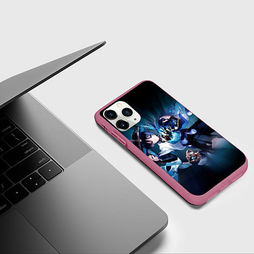 Чехол iPhone 11 Pro матовый Странник Скарамучча перерождение в анемо / 3D-Малиновый – фото 3