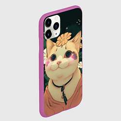 Чехол iPhone 11 Pro матовый Смущённый мемный котик, цвет: 3D-фиолетовый — фото 2