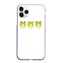Чехол iPhone 11 Pro матовый Лягушка не вижу не слышу не говорю, цвет: 3D-светло-сиреневый