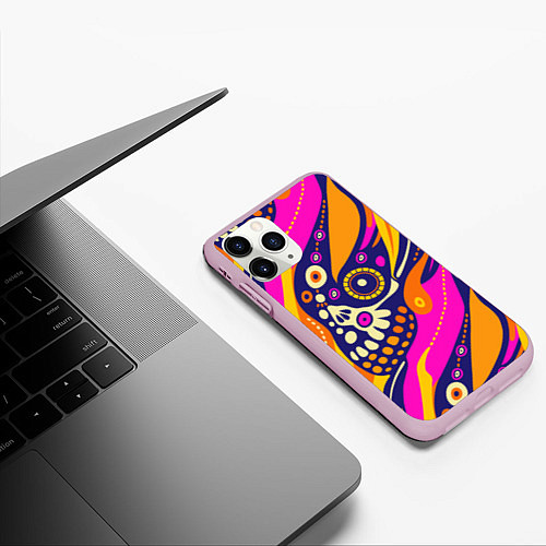 Чехол iPhone 11 Pro матовый Абстрактный узор мексиканская чупакабра / 3D-Розовый – фото 3