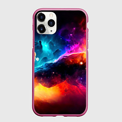 Чехол iPhone 11 Pro матовый Космос, созданный нейросетью, цвет: 3D-малиновый