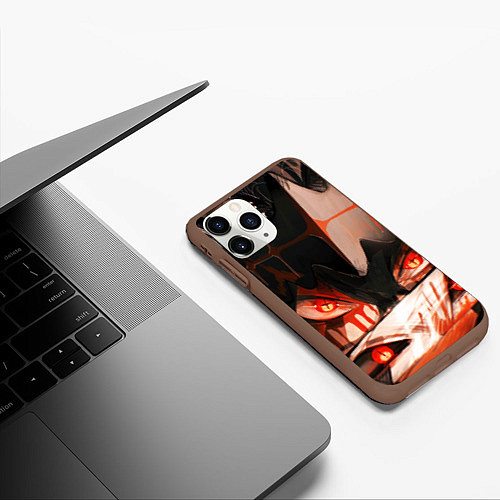 Чехол iPhone 11 Pro матовый Аста и его демон - Черный клевер / 3D-Коричневый – фото 3