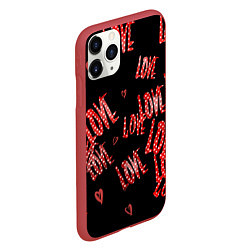 Чехол iPhone 11 Pro матовый Паттерн любовь, цвет: 3D-красный — фото 2