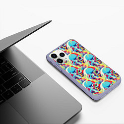 Чехол iPhone 11 Pro матовый Черепа кислотный узор, цвет: 3D-светло-сиреневый — фото 2